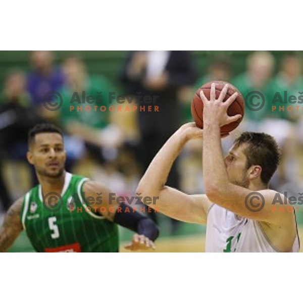 action during Nova KBM league basketball match between Zlatorog Lasko and Petrol Olimpija in Tri Lilije Hall, Lasko, Slovenia on October 27 ,2017