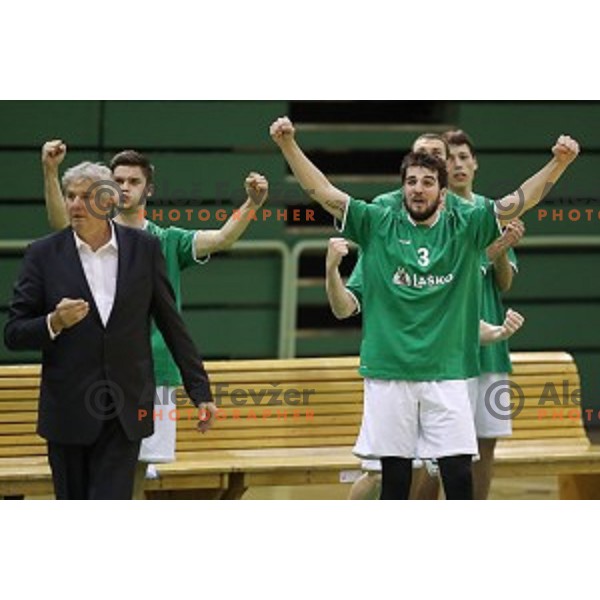action during Nova KBM league basketball match between Zlatorog Lasko and Petrol Olimpija in Tri Lilije Hall, Lasko, Slovenia on October 27 ,2017