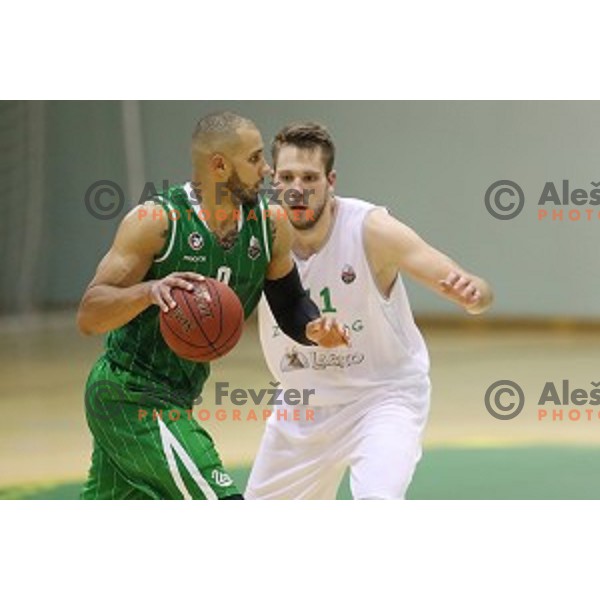 action during Nova KBM league basketball match between Zlatorog Lasko and Petrol Olimpija in Tri Lilije Hall, Lasko, Slovenia on October 27 ,2017