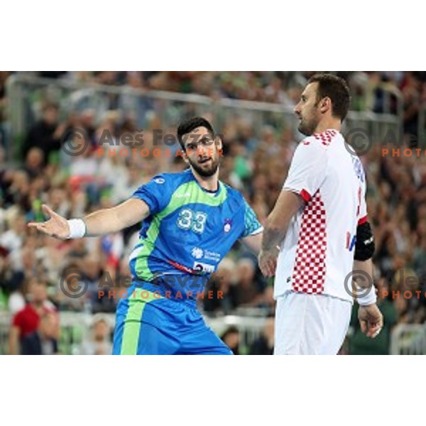 action during friendly handball match between Slovenia and Croatia in Stozice, Ljubljana, Slovenia on October 26, 2017