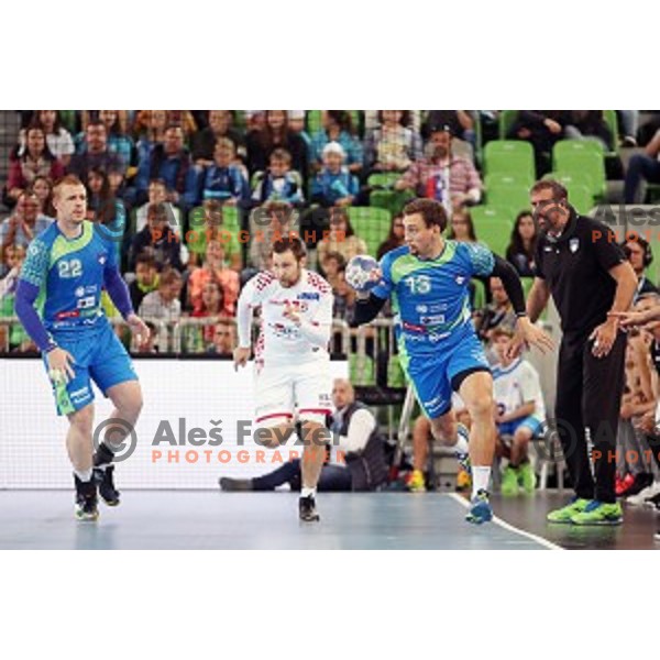 Darko Cingesar in action during friendly handball match between Slovenia and Croatia in Stozice, Ljubljana, Slovenia on October 26, 2017