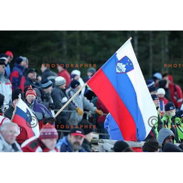 Fans at E.on Ruhrgas IBU World Cup biathlon race on 15 km 13.12.2007, Pokljuka, Slovenia. Photo by Ales Fevzer 