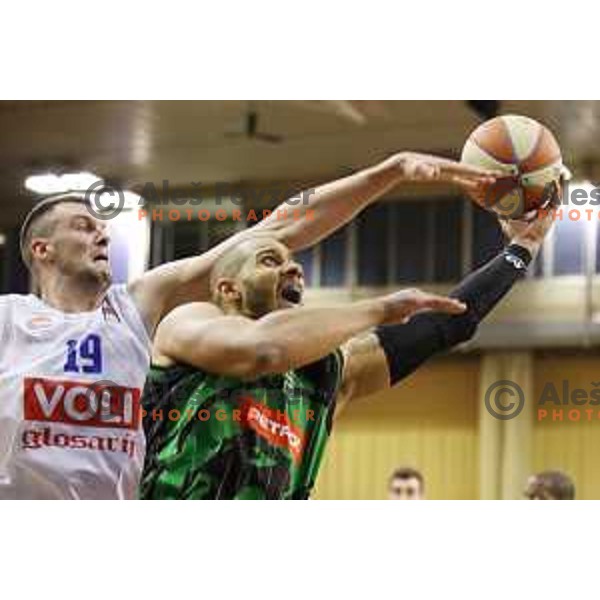 Jordan Morgan of Petrol Olimpija in action during ABA league basketball match between Petrol Olimpija and Buducnost Voli in Tivoli Hall, Ljubljana on October 29, 2017
