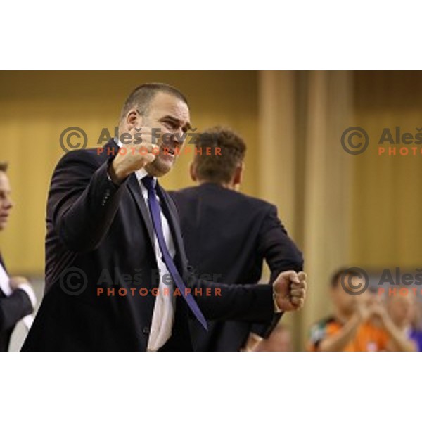 Igor Keselj, assistant coach of Petrol Olimpija in action during ABA league basketball match between Petrol Olimpija and Buducnost Voli in Tivoli Hall, Ljubljana on October 29, 2017