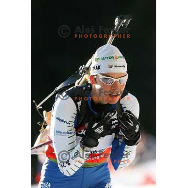 Teja Gregorin (SLO) at E.on Ruhrgas IBU World Cup biathlon race on 15 km 13.12.2007, Pokljuka, Slovenia. Photo by Ales Fevzer 