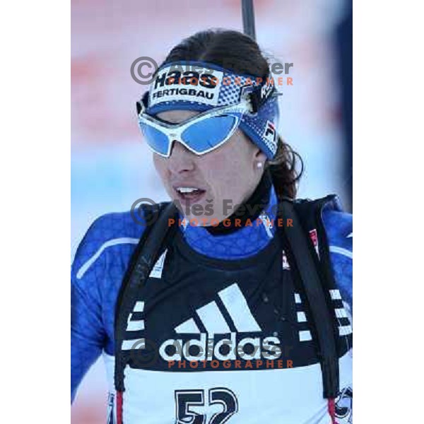 Michaela Ponza (ITA) took third place at E.on Ruhrgas IBU World Cup biathlon race on 15 km 13.12.2007, Pokljuka, Slovenia. Photo by Ales Fevzer 