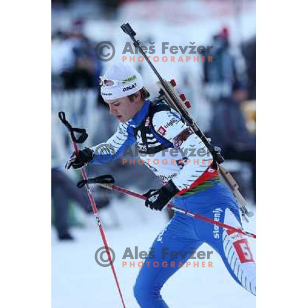 Teja Gregorin (SLO) at E.on Ruhrgas IBU World Cup biathlon race on 15 km 13.12.2007, Pokljuka, Slovenia. Photo by Ales Fevzer 