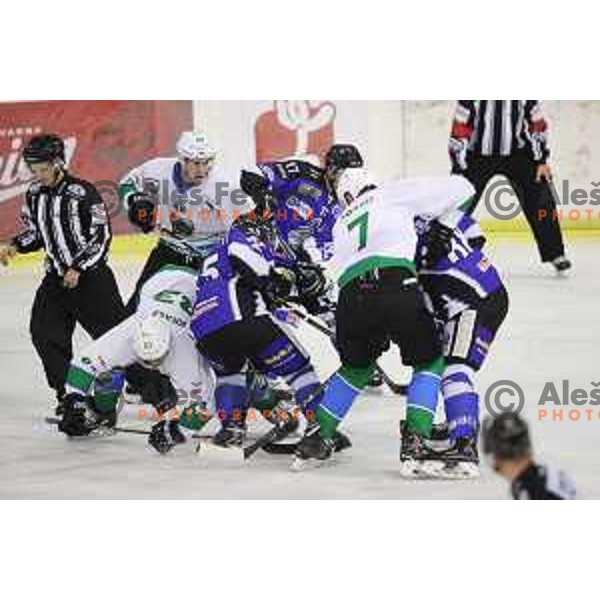 Crt Snoj and Luka Zorko of Olimpija in action during Alps League ice-hockey match between Olimpija and WSV in Tivoli Hall, Ljubljana, Slovenia on November 1, 2017