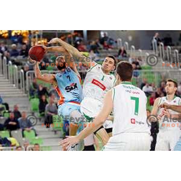 of Petrol Olimpija in action during Nova KBM league basketball match between Petrol Olimpija and Sixt Primorska in SRC Stozice, Ljubljana on November 2, 2017