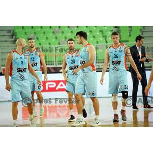 of Petrol Olimpija in action during Nova KBM league basketball match between Petrol Olimpija and Sixt Primorska in SRC Stozice, Ljubljana on November 2, 2017