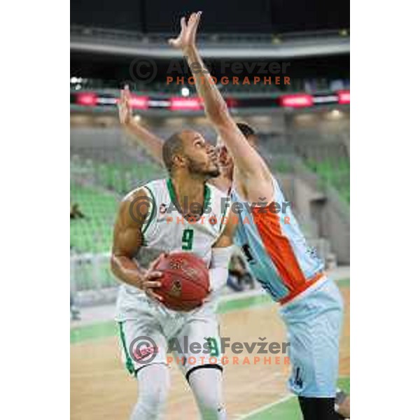 of Petrol Olimpija in action during Nova KBM league basketball match between Petrol Olimpija and Sixt Primorska in SRC Stozice, Ljubljana on November 2, 2017