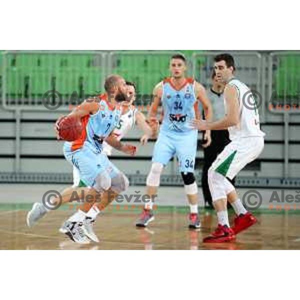 of Petrol Olimpija in action during Nova KBM league basketball match between Petrol Olimpija and Sixt Primorska in SRC Stozice, Ljubljana on November 2, 2017