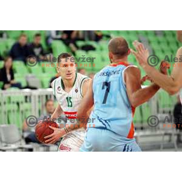 of Petrol Olimpija in action during Nova KBM league basketball match between Petrol Olimpija and Sixt Primorska in SRC Stozice, Ljubljana on November 2, 2017