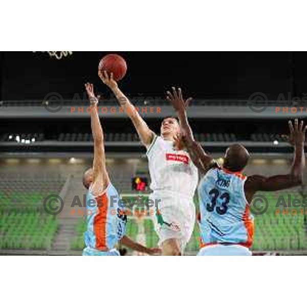 of Petrol Olimpija in action during Nova KBM league basketball match between Petrol Olimpija and Sixt Primorska in SRC Stozice, Ljubljana on November 2, 2017