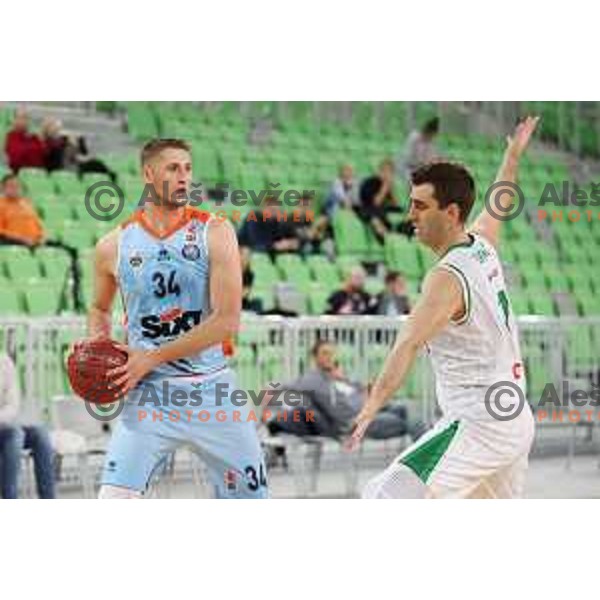 of Petrol Olimpija in action during Nova KBM league basketball match between Petrol Olimpija and Sixt Primorska in SRC Stozice, Ljubljana on November 2, 2017