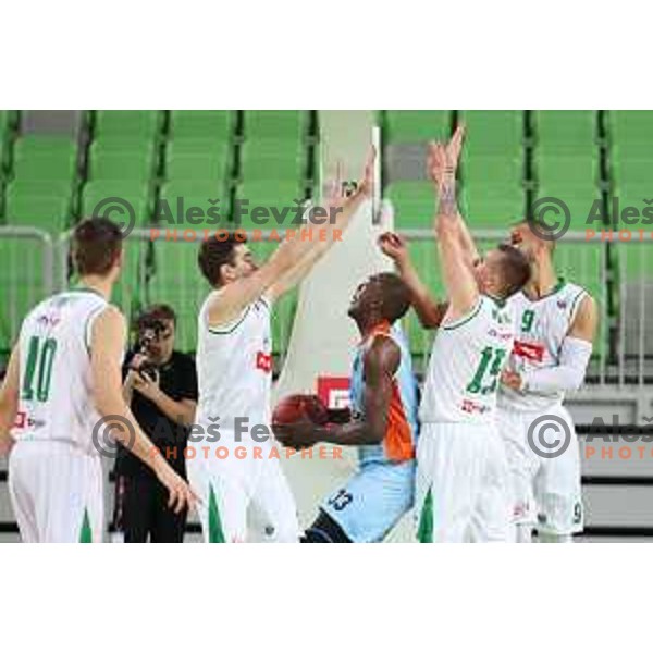 of Petrol Olimpija in action during Nova KBM league basketball match between Petrol Olimpija and Sixt Primorska in SRC Stozice, Ljubljana on November 2, 2017