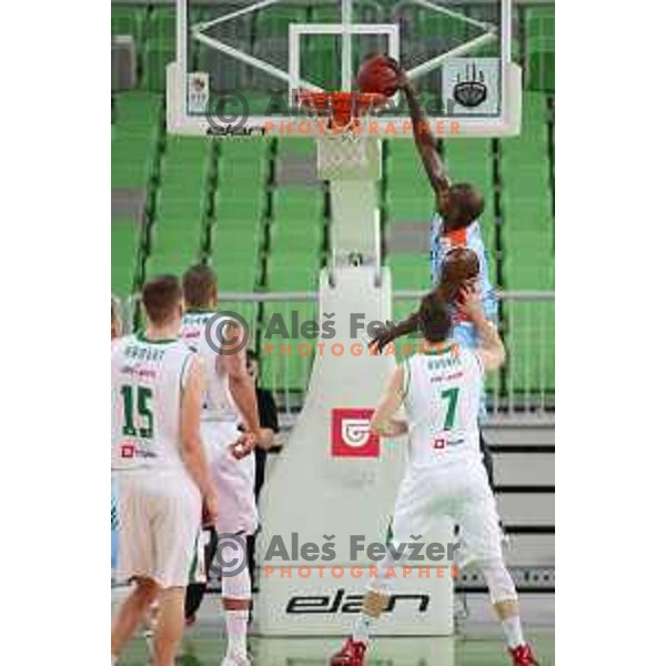 of Petrol Olimpija in action during Nova KBM league basketball match between Petrol Olimpija and Sixt Primorska in SRC Stozice, Ljubljana on November 2, 2017