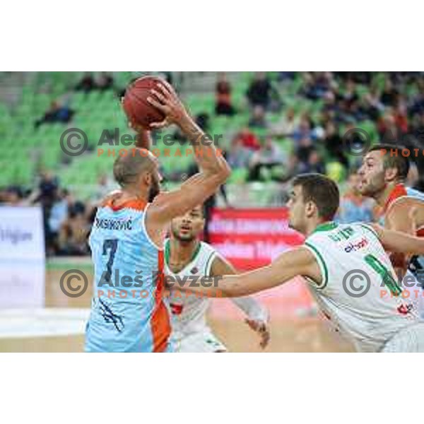 of Petrol Olimpija in action during Nova KBM league basketball match between Petrol Olimpija and Sixt Primorska in SRC Stozice, Ljubljana on November 2, 2017