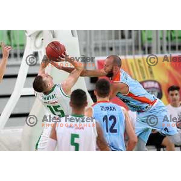 of Petrol Olimpija in action during Nova KBM league basketball match between Petrol Olimpija and Sixt Primorska in SRC Stozice, Ljubljana on November 2, 2017