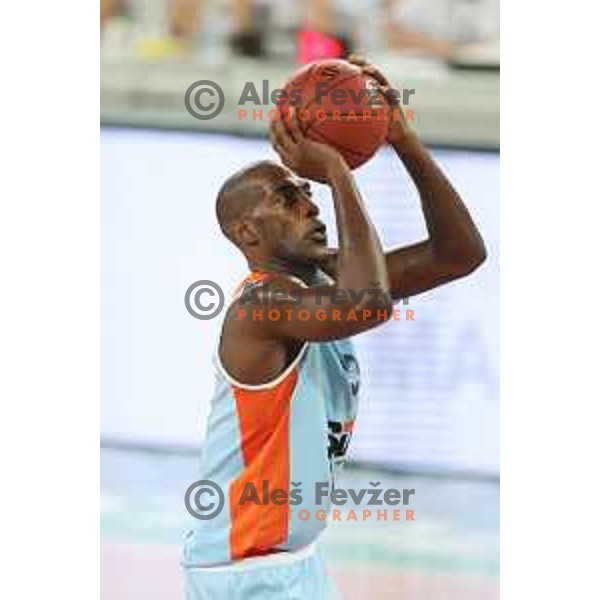 of Petrol Olimpija in action during Nova KBM league basketball match between Petrol Olimpija and Sixt Primorska in SRC Stozice, Ljubljana on November 2, 2017