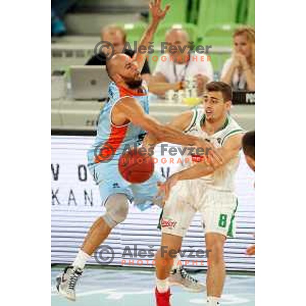 of Petrol Olimpija in action during Nova KBM league basketball match between Petrol Olimpija and Sixt Primorska in SRC Stozice, Ljubljana on November 2, 2017