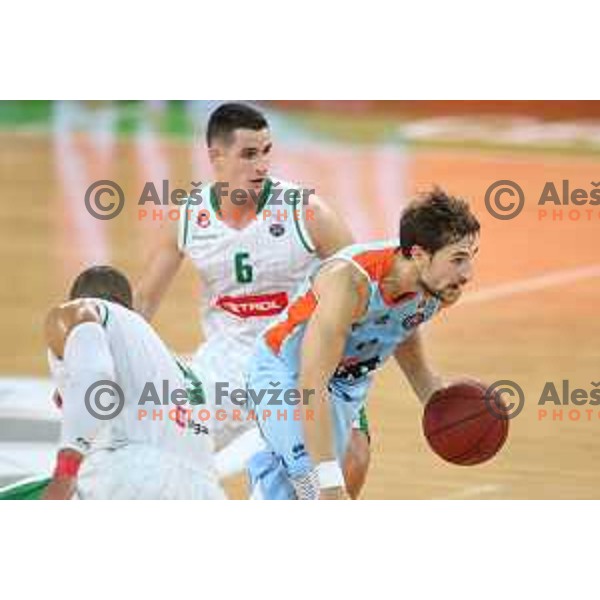 of Petrol Olimpija in action during Nova KBM league basketball match between Petrol Olimpija and Sixt Primorska in SRC Stozice, Ljubljana on November 2, 2017