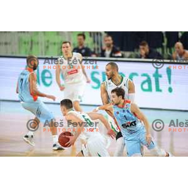 of Petrol Olimpija in action during Nova KBM league basketball match between Petrol Olimpija and Sixt Primorska in SRC Stozice, Ljubljana on November 2, 2017