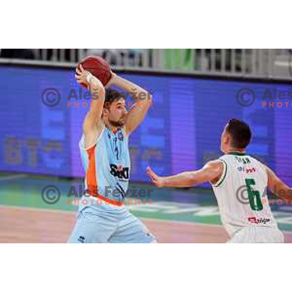 of Petrol Olimpija in action during Nova KBM league basketball match between Petrol Olimpija and Sixt Primorska in SRC Stozice, Ljubljana on November 2, 2017