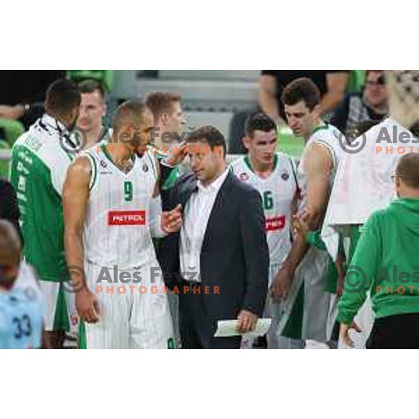 of Petrol Olimpija in action during Nova KBM league basketball match between Petrol Olimpija and Sixt Primorska in SRC Stozice, Ljubljana on November 2, 2017