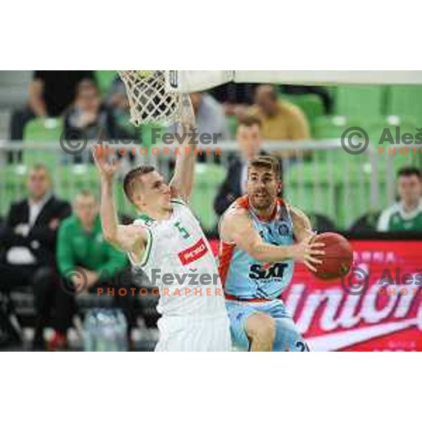 of Petrol Olimpija in action during Nova KBM league basketball match between Petrol Olimpija and Sixt Primorska in SRC Stozice, Ljubljana on November 2, 2017