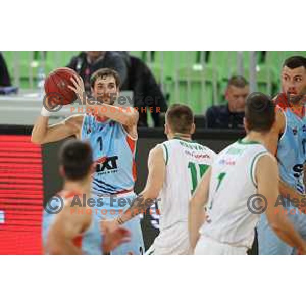 of Petrol Olimpija in action during Nova KBM league basketball match between Petrol Olimpija and Sixt Primorska in SRC Stozice, Ljubljana on November 2, 2017