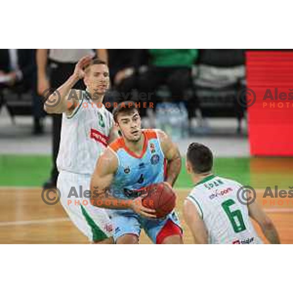 of Petrol Olimpija in action during Nova KBM league basketball match between Petrol Olimpija and Sixt Primorska in SRC Stozice, Ljubljana on November 2, 2017