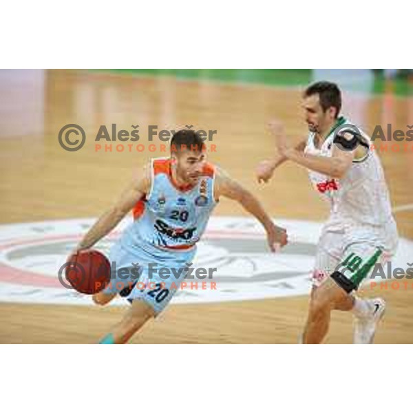 of Petrol Olimpija in action during Nova KBM league basketball match between Petrol Olimpija and Sixt Primorska in SRC Stozice, Ljubljana on November 2, 2017