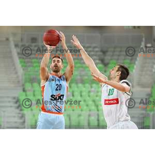 of Petrol Olimpija in action during Nova KBM league basketball match between Petrol Olimpija and Sixt Primorska in SRC Stozice, Ljubljana on November 2, 2017