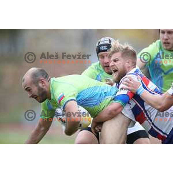 action during rugby match between Slovenia and Slovakia at ZAK Stadium, Ljubljana on November 4, 2017