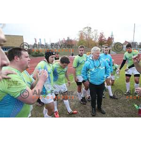 action during rugby match between Slovenia and Slovakia at ZAK Stadium, Ljubljana on November 4, 2017