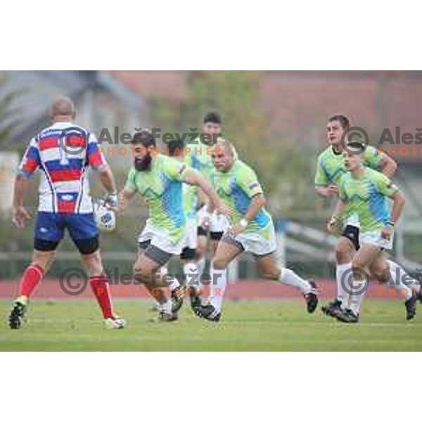 action during rugby match between Slovenia and Slovakia at ZAK Stadium, Ljubljana on November 4, 2017