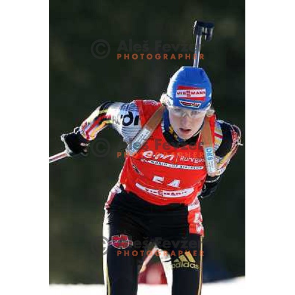 Martina Glagow (GER) third place at E.on Ruhrgas IBU World Cup biathlon race on 15 km 13.12.2007, Pokljuka, Slovenia. Photo by Ales Fevzer 