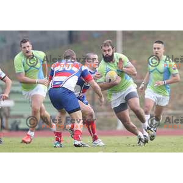 action during rugby match between Slovenia and Slovakia at ZAK Stadium, Ljubljana on November 4, 2017