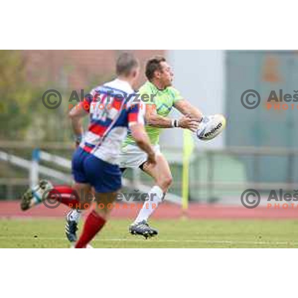 action during rugby match between Slovenia and Slovakia at ZAK Stadium, Ljubljana on November 4, 2017