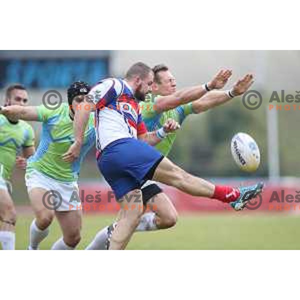 action during rugby match between Slovenia and Slovakia at ZAK Stadium, Ljubljana on November 4, 2017