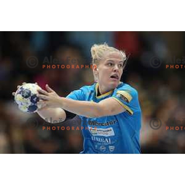 action during Women\'s EHF Champions League match between Krim Mercator (SLO) and Vistal Gdynia (POL) in Kodeljevo Hall, Ljubljana on November 4, 2017