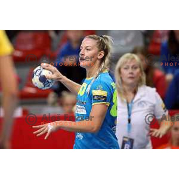 action during Women\'s EHF Champions League match between Krim Mercator (SLO) and Vistal Gdynia (POL) in Kodeljevo Hall, Ljubljana on November 4, 2017