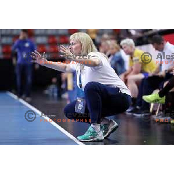 action during Women\'s EHF Champions League match between Krim Mercator (SLO) and Vistal Gdynia (POL) in Kodeljevo Hall, Ljubljana on November 4, 2017
