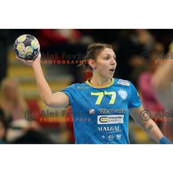 action during Women\'s EHF Champions League match between Krim Mercator (SLO) and Vistal Gdynia (POL) in Kodeljevo Hall, Ljubljana on November 4, 2017