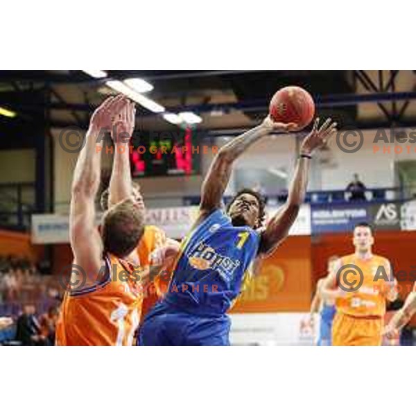 action during Nova KBM league basketball match between Helios Suns and Hopsi Polzela in Domzale Sports Hall, Slovenia on November 4, 2017