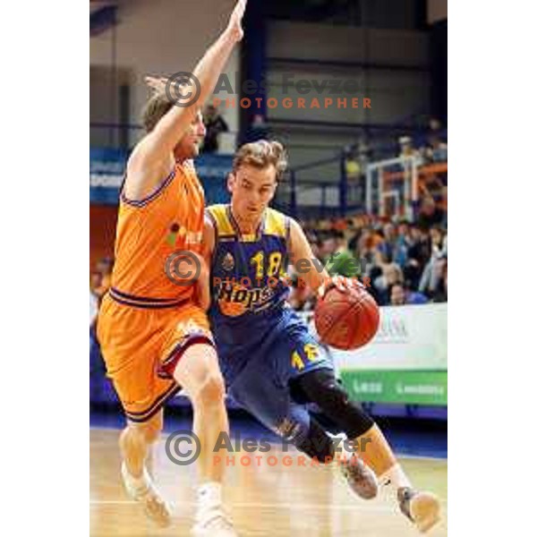 action during Nova KBM league basketball match between Helios Suns and Hopsi Polzela in Domzale Sports Hall, Slovenia on November 4, 2017