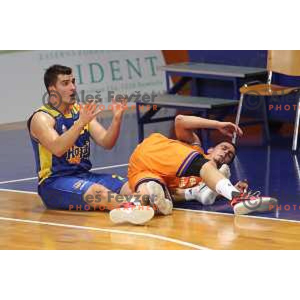 action during Nova KBM league basketball match between Helios Suns and Hopsi Polzela in Domzale Sports Hall, Slovenia on November 4, 2017
