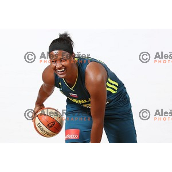 Shante Marie Evans of Slovenia Women\'s basketball team during photo shooting in hotel Thermana, Lasko, Slovenia on November 7, 2017