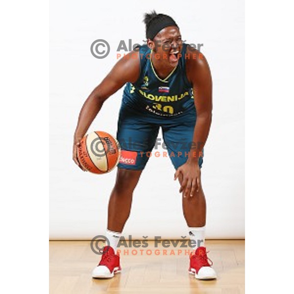Shante Marie Evans of Slovenia Women\'s basketball team during photo shooting in hotel Thermana, Lasko, Slovenia on November 7, 2017